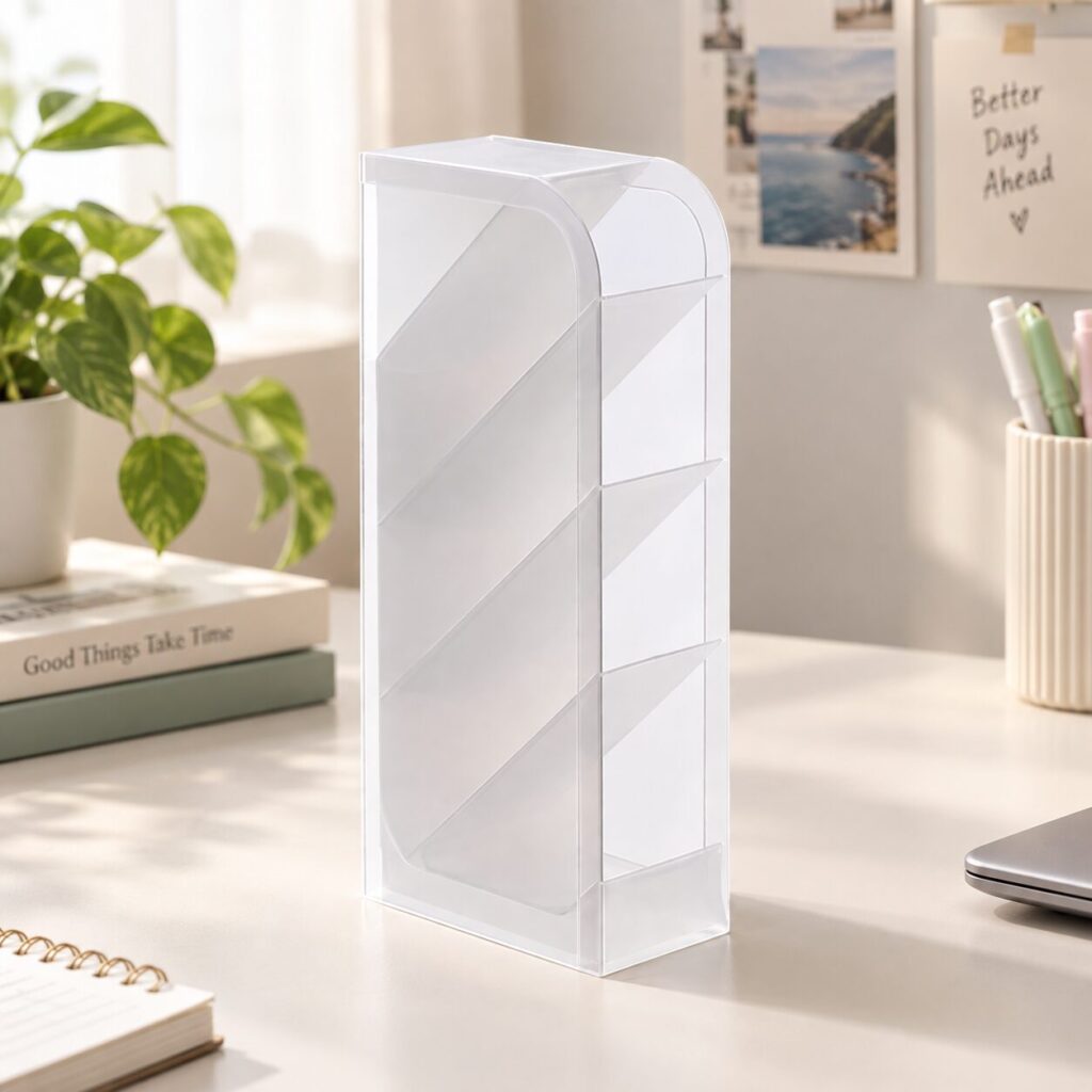 Rapi 2-in-1 Organizer in white on a desk
